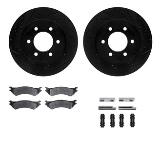 R1 Concepts® - Drilled and Slotted Rear Brake Kit with Semi-Metalic Pads
