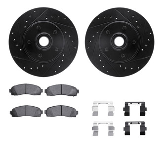 R1 Concepts® - Drilled and Slotted Front Brake Kit with Semi-Metalic Pads