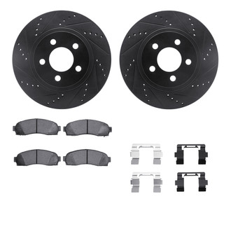R1 Concepts® - Drilled and Slotted Front Brake Kit with Semi-Metalic Pads