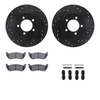 R1 Concepts® - Drilled and Slotted Rear Brake Kit with Semi-Metalic Pads