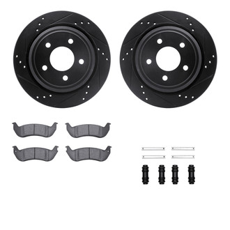 R1 Concepts® - Drilled and Slotted Rear Brake Kit with Semi-Metalic Pads