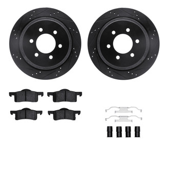 R1 Concepts® - Drilled and Slotted Rear Brake Kit with Semi-Metalic Pads