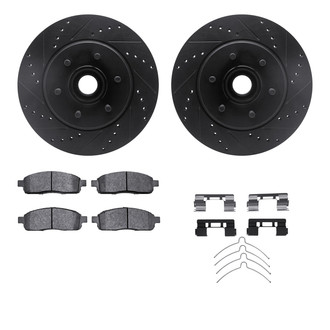 R1 Concepts® - Drilled and Slotted Front Brake Kit with Semi-Metalic Pads