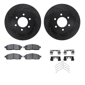 R1 Concepts® - Drilled and Slotted Front Brake Kit with Semi-Metalic Pads