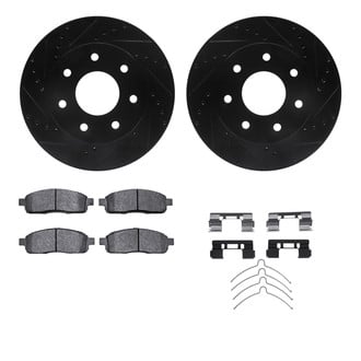 R1 Concepts® - Drilled and Slotted Front Brake Kit with Semi-Metalic Pads