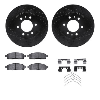 R1 Concepts® - Drilled and Slotted Front Brake Kit with Semi-Metalic Pads