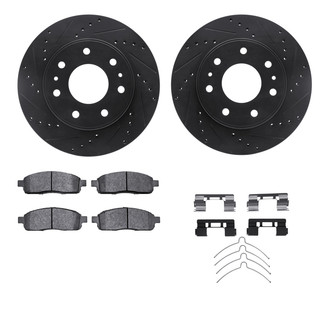 R1 Concepts® - Drilled and Slotted Front Brake Kit with Semi-Metalic Pads
