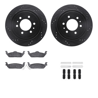 R1 Concepts® - Drilled and Slotted Rear Brake Kit with Semi-Metalic Pads