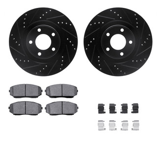 R1 Concepts® - Drilled and Slotted Front Brake Kit with Semi-Metalic Pads