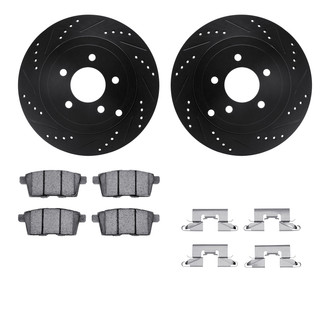R1 Concepts® - Drilled and Slotted Rear Brake Kit with Semi-Metalic Pads