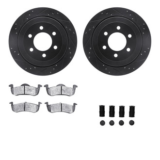R1 Concepts® - Drilled and Slotted Rear Brake Kit with Semi-Metalic Pads
