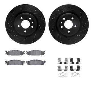 R1 Concepts® - Drilled and Slotted Front Brake Kit with Semi-Metalic Pads