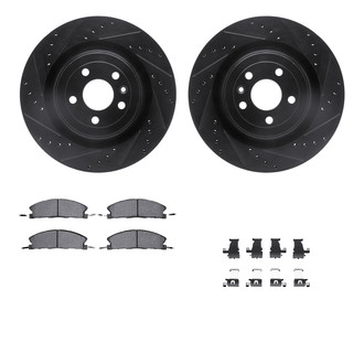 R1 Concepts® - Drilled and Slotted Front Brake Kit with Semi-Metalic Pads