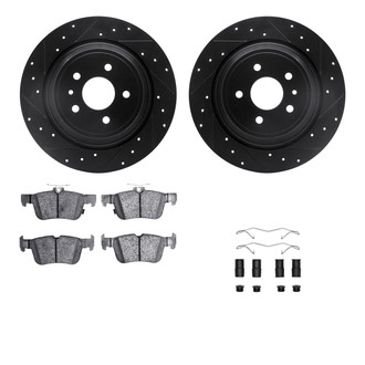 R1 Concepts® - Drilled and Slotted Rear Brake Kit with Semi-Metalic Pads