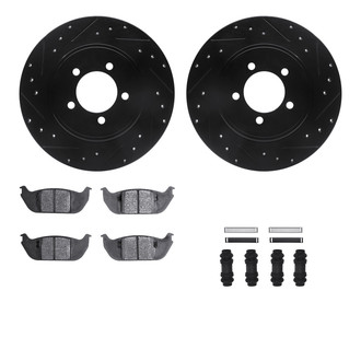 R1 Concepts® - Drilled and Slotted Rear Brake Kit with Semi-Metalic Pads