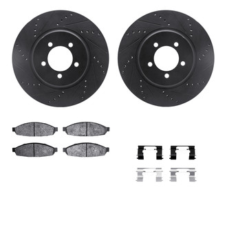 R1 Concepts® - Drilled and Slotted Front Brake Kit with Semi-Metalic Pads