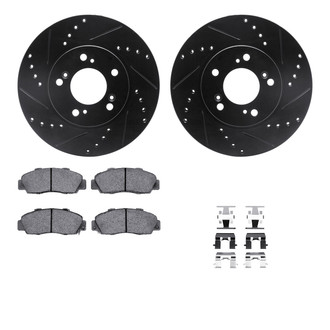 R1 Concepts® - Drilled and Slotted Front Brake Kit with Semi-Metalic Pads