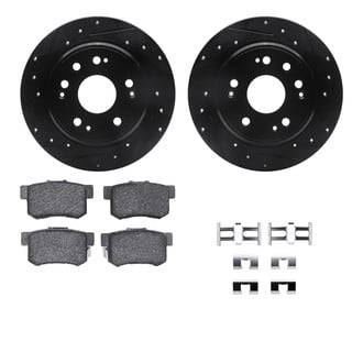R1 Concepts® - Drilled and Slotted Rear Brake Kit with Semi-Metalic Pads