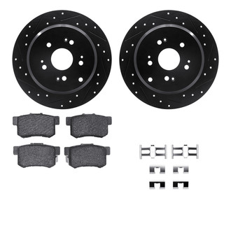 R1 Concepts® - Drilled and Slotted Rear Brake Kit with Semi-Metalic Pads