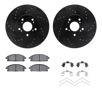 R1 Concepts® - Drilled and Slotted Brake Kit with Semi-Metalic Pads