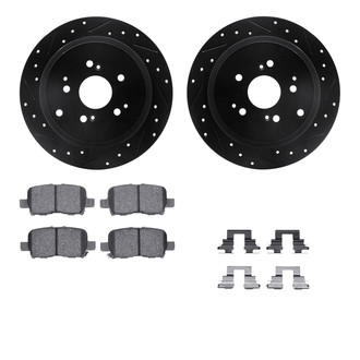 R1 Concepts® - Drilled and Slotted Rear Brake Kit with Semi-Metalic Pads