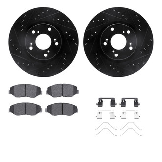 R1 Concepts® - Drilled and Slotted Front Brake Kit with Semi-Metalic Pads