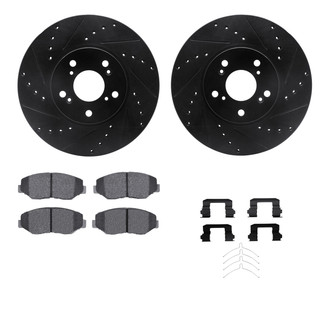 R1 Concepts® - Drilled and Slotted Front Brake Kit with Semi-Metalic Pads