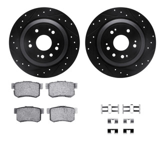 R1 Concepts® - Drilled and Slotted Rear Brake Kit with Semi-Metalic Pads