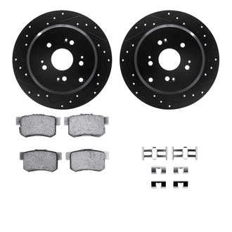 R1 Concepts® - Drilled and Slotted Rear Brake Kit with Semi-Metalic Pads