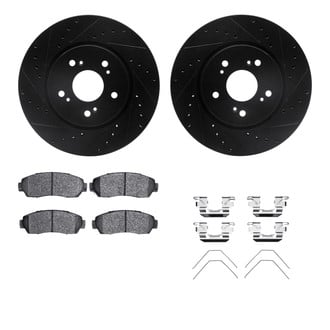 R1 Concepts® - Drilled and Slotted Front Brake Kit with Semi-Metalic Pads