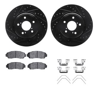 R1 Concepts® - Drilled and Slotted Front Brake Kit with Semi-Metalic Pads