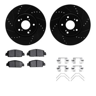 R1 Concepts® - Drilled and Slotted Front Brake Kit with Semi-Metalic Pads