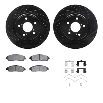 R1 Concepts® - Drilled and Slotted Front Brake Kit with Semi-Metalic Pads