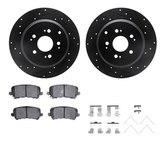 R1 Concepts® - Drilled and Slotted Rear Brake Kit with Semi-Metalic Pads