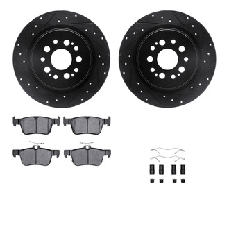 R1 Concepts® - Drilled and Slotted Rear Brake Kit with Semi-Metalic Pads