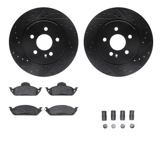 R1 Concepts® - Drilled and Slotted Brake Kit with Semi-Metalic Pads