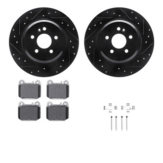 R1 Concepts® - Drilled and Slotted Rear Brake Kit with Semi-Metalic Pads