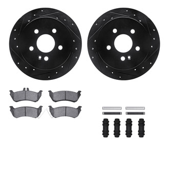 R1 Concepts® - Drilled and Slotted Rear Brake Kit with Semi-Metalic Pads