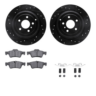 R1 Concepts® - Drilled and Slotted Rear Brake Kit with Semi-Metalic Pads