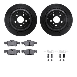 R1 Concepts® - Drilled and Slotted Rear Brake Kit with Semi-Metalic Pads