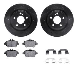 R1 Concepts® - Drilled and Slotted Rear Brake Kit with Semi-Metalic Pads