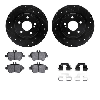 R1 Concepts® - Drilled and Slotted Rear Brake Kit with Semi-Metalic Pads