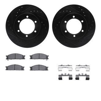 R1 Concepts® - Drilled and Slotted Front Brake Kit with Semi-Metalic Pads