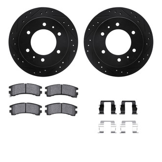 R1 Concepts® - Drilled and Slotted Rear Brake Kit with Semi-Metalic Pads