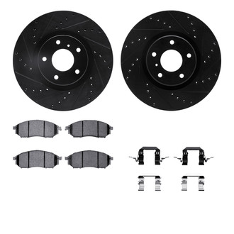 R1 Concepts® - Drilled and Slotted Front Brake Kit with Semi-Metalic Pads
