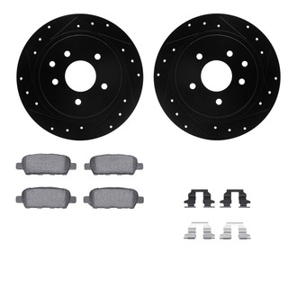 R1 Concepts® - Drilled and Slotted Rear Brake Kit with Semi-Metalic Pads