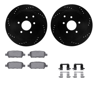 R1 Concepts® - Drilled and Slotted Rear Brake Kit with Semi-Metalic Pads