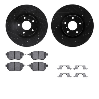 R1 Concepts® - Drilled and Slotted Front Brake Kit with Semi-Metalic Pads