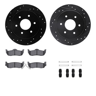 R1 Concepts® - Drilled and Slotted Rear Brake Kit with Semi-Metalic Pads