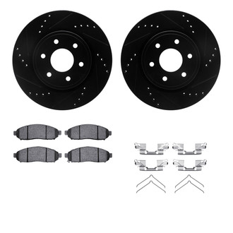 R1 Concepts® - Drilled and Slotted Front Brake Kit with Semi-Metalic Pads